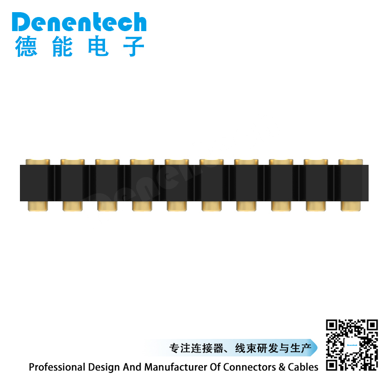 Denentech 2.54MM pogo pin H2.5MM single row female straight SMT custom Spring Load Brass Pogo Pin Connector